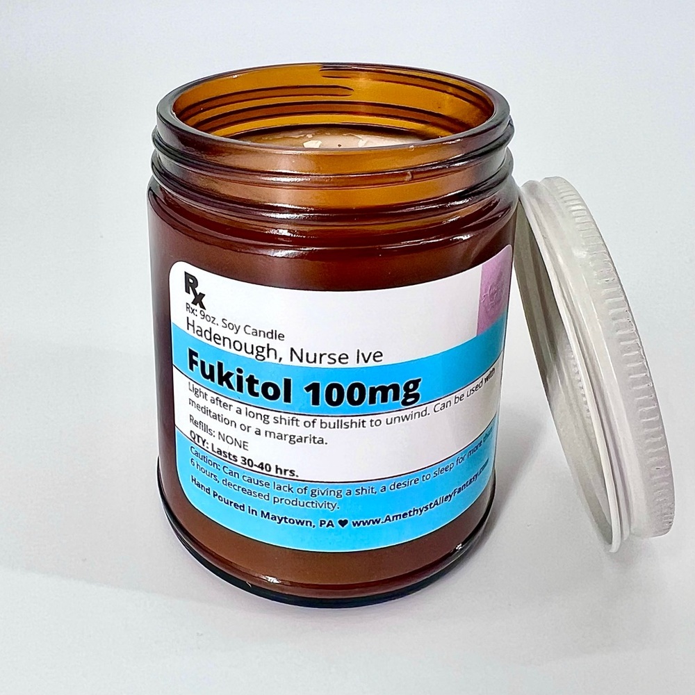 Fukitol Nurse Humor Soy Candle 9oz Gift Eucalyptus Sage Spearment Lavender Scent
